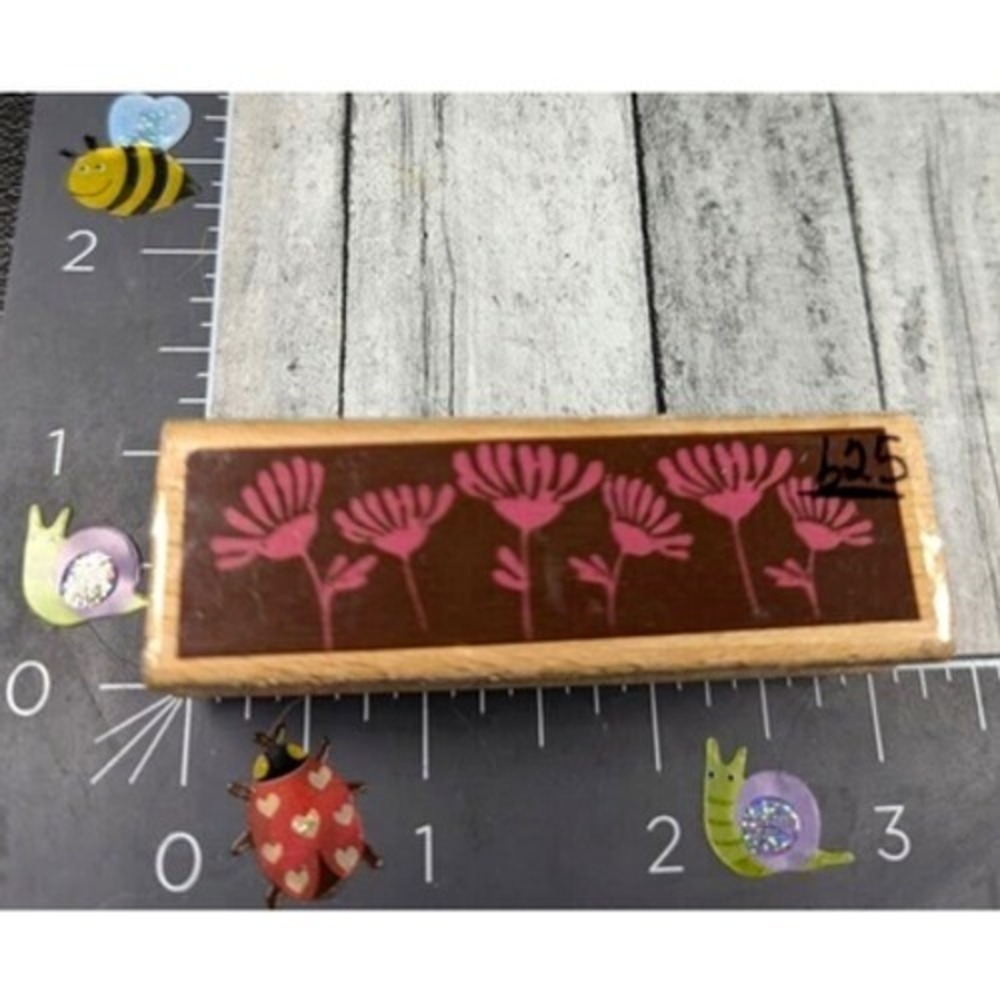 Hampton Art Flower Border Rubber Stamp Wood #A73